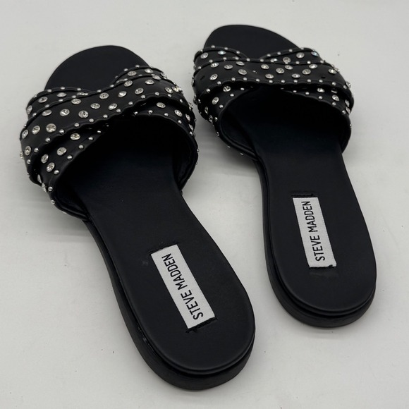 Steve Madden Black Rhinestone‎ Kammi Slide Sandals Women's - Picture 4 of 9